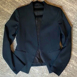 Theory Lanai Collarless Navy Blue Blazer